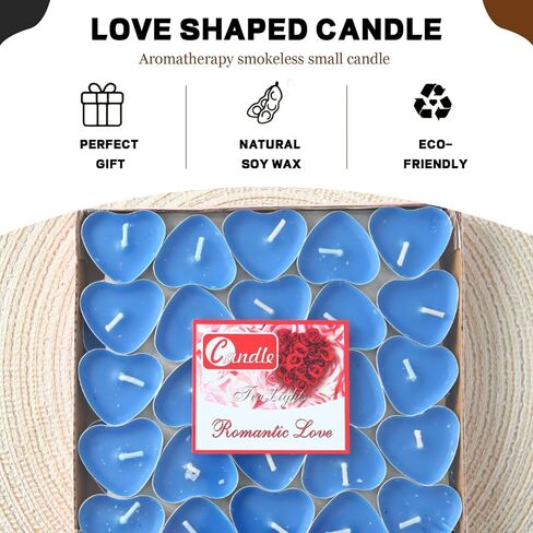 Heart Shaped Tealight Candles 50 Packs,25 * 2 Layers Romantic Love Unscented mokeless for Dinner Home Wedding (Red) in Saudi Arabia