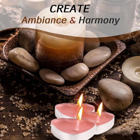 Heart Shaped Tealight Candles 50 Packs,25 * 2 Layers Romantic Love Unscented mokeless for Dinner Home Wedding (Red) in Saudi Arabia