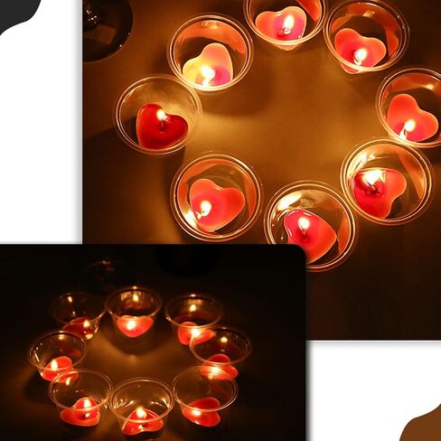 Heart Shaped Tealight Candles 50 Packs,25 * 2 Layers Romantic Love Unscented mokeless for Dinner Home Wedding (Red) in Saudi Arabia