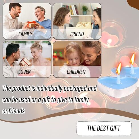 Heart Shaped Tealight Candles 50 Packs,25 * 2 Layers Romantic Love Unscented mokeless for Dinner Home Wedding (Red) in Saudi Arabia