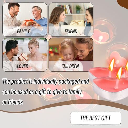 Heart Shaped Tealight Candles 50 Packs,25 * 2 Layers Romantic Love Unscented mokeless for Dinner Home Wedding (Red) in Saudi Arabia