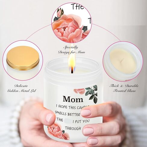 هدايا عيد الأم من إلينجان للأم من الابنة والابن، هدايا شموع مضحكة للأم من الأطفال، هدايا فريدة مع رائحة اللافندر للأم، هدايا عيد الحب لعيد الميلاد للأم (7 أونصة) in Kuwait