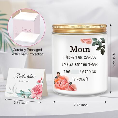 هدايا عيد الأم من إلينجان للأم من الابنة والابن، هدايا شموع مضحكة للأم من الأطفال، هدايا فريدة مع رائحة اللافندر للأم، هدايا عيد الحب لعيد الميلاد للأم (7 أونصة) in Kuwait