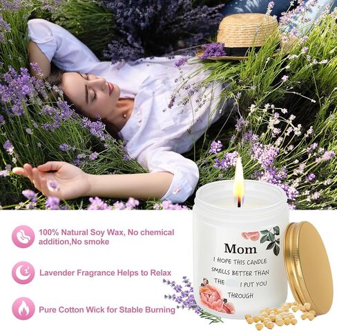 هدايا عيد الأم من إلينجان للأم من الابنة والابن، هدايا شموع مضحكة للأم من الأطفال، هدايا فريدة مع رائحة اللافندر للأم، هدايا عيد الحب لعيد الميلاد للأم (7 أونصة) in Kuwait