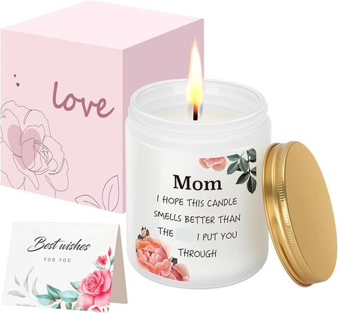 هدايا عيد الأم من إلينجان للأم من الابنة والابن، هدايا شموع مضحكة للأم من الأطفال، هدايا فريدة مع رائحة اللافندر للأم، هدايا عيد الحب لعيد الميلاد للأم (7 أونصة) in Kuwait