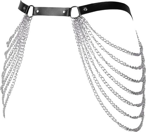 Women's Leather Body Harness Leg Strap c Garter Lingerie Punk Waist Belt Stretchy Fabric Festival Rave in Kuwait
