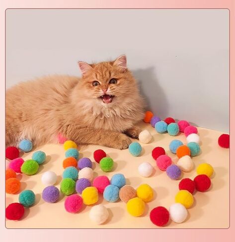 WENDORA Cat Fetch Toy Gun Shooter, Plush Ball Shooting Gun with 20Pcs Pom Pom Balls, Toys Interactive for Indoor Cats, Cat Toy Ball Launcher Gun in Saudi Arabia