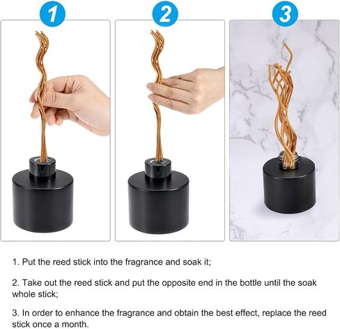 PATIKIL 28CM/11Inch Rattan Reed Diffuser Sticks, 50 Pcs Rattan Wavy Refill Stick Aroma Fragrance Replacement for Home Hotel Office Party Wedding, Black in Saudi Arabia
