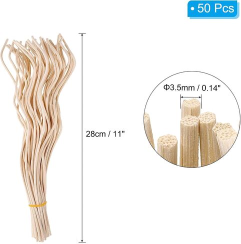 PATIKIL 28CM/11Inch Rattan Reed Diffuser Sticks, 50 Pcs Rattan Wavy Refill Stick Aroma Fragrance Replacement for Home Hotel Office Party Wedding, Black in Saudi Arabia