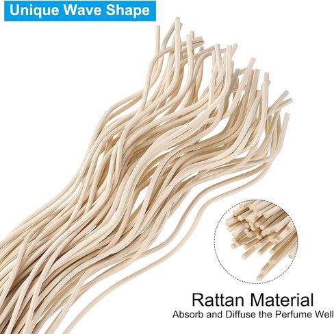PATIKIL 28CM/11Inch Rattan Reed Diffuser Sticks, 50 Pcs Rattan Wavy Refill Stick Aroma Fragrance Replacement for Home Hotel Office Party Wedding, Black in Saudi Arabia
