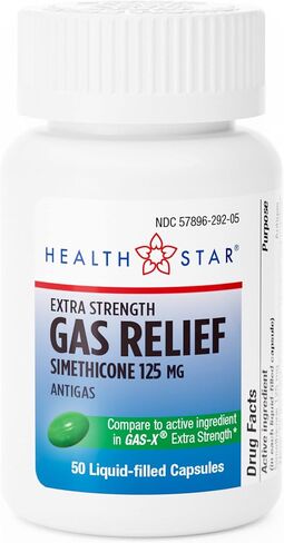 GeriCare Simethicone 125mg Extra Strength, Gas Relief Softgels, Relieves Stomach Pressure, Bloating and Fullness, 50 Count (Pack of 1) in Saudi Arabia