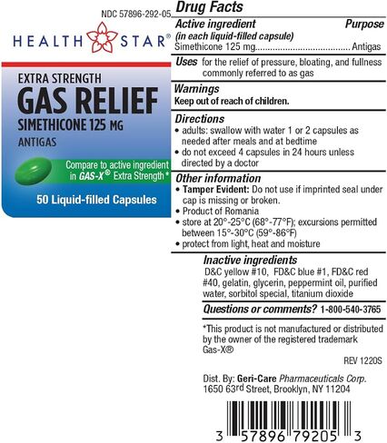 GeriCare Simethicone 125mg Extra Strength, Gas Relief Softgels, Relieves Stomach Pressure, Bloating and Fullness, 50 Count (Pack of 1) in Saudi Arabia