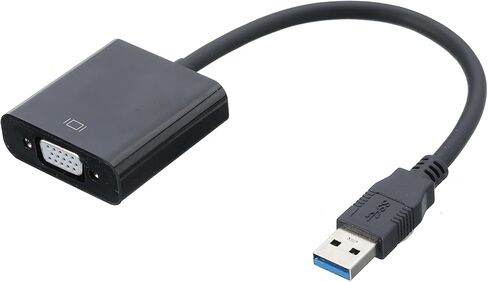 MECCANIXITY USB 3.0 إلى VGA محول ABS صندوق كابل فيديو خارجي HD VGA جهاز مع قرص مضغوط للتلفزيون والشاشة وجهاز العرض والوسادة، أسود in Kuwait