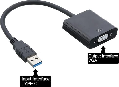 MECCANIXITY USB 3.0 إلى VGA محول ABS صندوق كابل فيديو خارجي HD VGA جهاز مع قرص مضغوط للتلفزيون والشاشة وجهاز العرض والوسادة، أسود in Kuwait