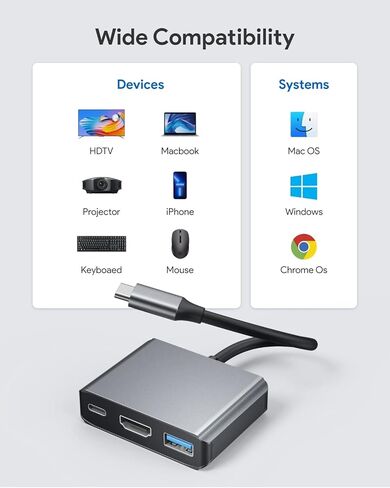 محول USB C إلى HDMI، محول Vilcome Type-C إلى 4K HDMI متعدد المنافذ مع منفذ شحن سريع USB C ومنفذ USB 3.0، محول USB C لأجهزة MacBook Pro/iPad Pro/Air 2021 2020 2019، Galaxy S20، Dell XPS 13/15 in Kuwait