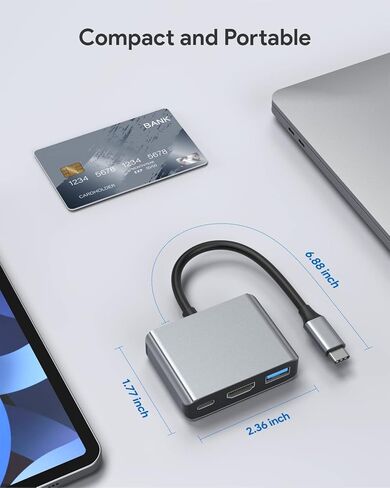 محول USB C إلى HDMI، محول Vilcome Type-C إلى 4K HDMI متعدد المنافذ مع منفذ شحن سريع USB C ومنفذ USB 3.0، محول USB C لأجهزة MacBook Pro/iPad Pro/Air 2021 2020 2019، Galaxy S20، Dell XPS 13/15 in Kuwait