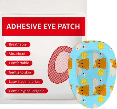 AndicAge Cute Adhesive Eye Patches for Kids Girls Boys, 60 Pack Gentle Removal Eyepatch Disposable Eye Patch Pad for Amblyopia, Lazy Eye,Green in Saudi Arabia