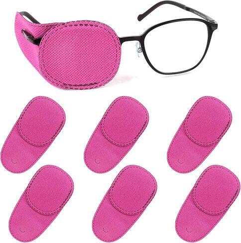 6pcs Glasses Eye Patch, Reusable Non-Woven Eye Patches for Adults Kids Lazy Eye Amblyopia Strabismus (Pink) in Saudi Arabia