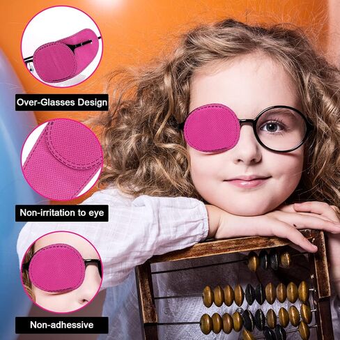 6pcs Glasses Eye Patch, Reusable Non-Woven Eye Patches for Adults Kids Lazy Eye Amblyopia Strabismus (Pink) in Saudi Arabia