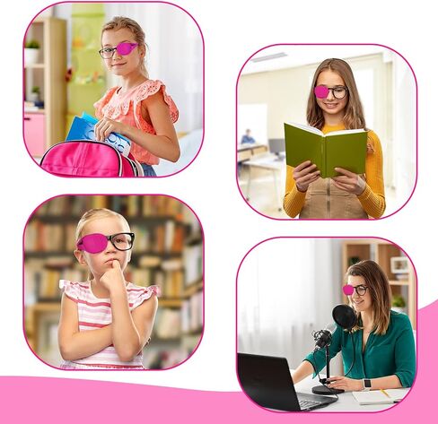 6pcs Glasses Eye Patch, Reusable Non-Woven Eye Patches for Adults Kids Lazy Eye Amblyopia Strabismus (Pink) in Saudi Arabia