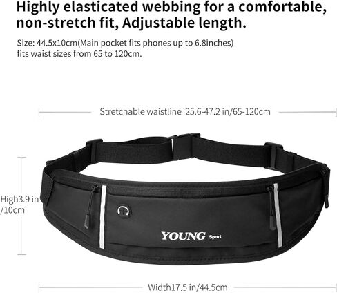 Fanny Pack for Women Men Water Resistant Reflective Slim Running Belt Waist Pack Bag for Hiking Fitness Cycling Workout Gym,Casual Hands-Free Wallets Waist Pack Phone Bag Carrying All Phones (black) in Saudi Arabia