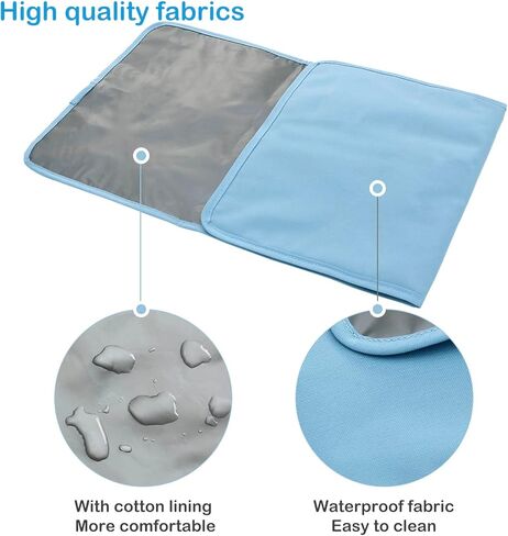 وسادة تغيير الحفاضات المحمولة، 27.55 * 13.78 بوصة، سجادة تغيير حفاضات قابلة للطي ومقاومة للماء، محطة تغيير الحفاضات، وسادة تغيير الحفاضات أثناء السفر، حقيبة محمولة لتنظيم الحفاضات بسحاب (أزرق) in Kuwait