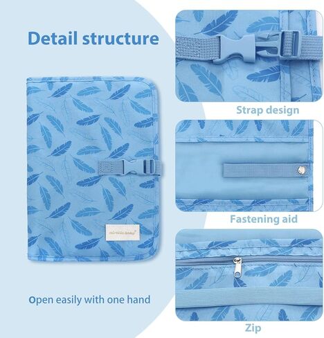 وسادة تغيير الحفاضات المحمولة، 27.55 * 13.78 بوصة، سجادة تغيير حفاضات قابلة للطي ومقاومة للماء، محطة تغيير الحفاضات، وسادة تغيير الحفاضات أثناء السفر، حقيبة محمولة لتنظيم الحفاضات بسحاب (أزرق) in Kuwait