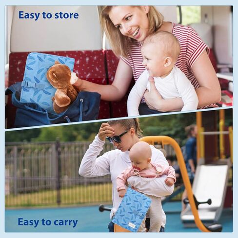 وسادة تغيير الحفاضات المحمولة، 27.55 * 13.78 بوصة، سجادة تغيير حفاضات قابلة للطي ومقاومة للماء، محطة تغيير الحفاضات، وسادة تغيير الحفاضات أثناء السفر، حقيبة محمولة لتنظيم الحفاضات بسحاب (أزرق) in Kuwait