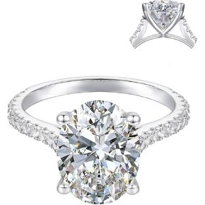 White Gold 14K 4-Prong Moissanite Engagement Rings 4.0 CT Oval Brilliant Cut Engagement Ring for Women in Kuwait