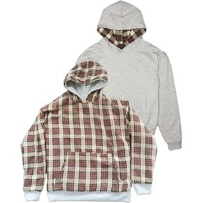 Men Streetwear Vintage Plaid Hoodie Hooded Sweatshirt Mens Oversized Reversible Y2K Pullover Jacket Hoodies in Saudi Arabia
