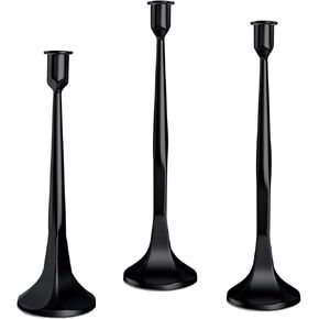 مجموعة حامل شموع مستدقة من الحديد العتيق من LAJIAOZ مكونة من 3، حاملات شموع مزخرفة لطاولة الطعام، قطعة مركزية للزفاف، ديكور المزرعة والمنزل الحديث، حوامل شموع معدنية (12 بوصة 14 بوصة 15.5 بوصة) (ذهبي) in Kuwait