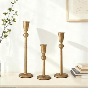 Set of 3 Antique Black Taper Candle Holders Cast Iron Candlestick Holder for Table Centerpieces Wedding Holiday Decor Vintage Decorative Candelabra Style Candle Stick Stand in Saudi Arabia