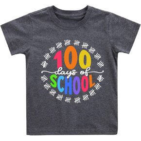قميص للأطفال الصغار الأولاد والبنات 100 يوم من المدرسة، تي شيرت مضحك للأطفال بمناسبة العودة إلى المدرسة، 2T in Kuwait
