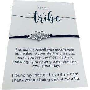 Infinity Collection Tribe Bracelet, Gift For Your Tribe, Best Friend Gift, Adjustable Silver Stainless Steel Celtic Heart Knot Friendship Cord Bracelet, Gift for Her, Gift for Friends in Saudi Arabia