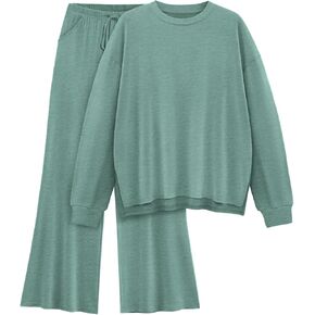 Womens Lounge Set 2025 Fall 2 Piece Outfits Long Sleeve Tops Wide Leg Long Pants Cozy Matching Sets Clothing in Saudi Arabia