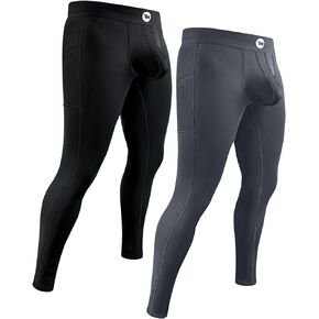 سروال ضاغط ABCD Pouch للرجال من RM Real - عبوة واحدة و2 و3 قطع، سراويل ضيقة للرجال، سراويل يوجا، لباس ضيق، طبقة أساسية للرجال في الطقس البارد in Kuwait