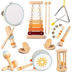 الآلات الموسيقية للأطفال للأطفال الصغار 1-3 ، 8pcs Montessori Musical Toy مع Xylophone ، Drum ، Maracas ... هدية لعبة مثالية لفتاة من 1 إلى 3 سنوات in Kuwait