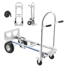 VEVOR Aluminum Hand Truck, 800 LBS Load Capacity, 2 in 1 Heavy Duty Industrial Convertible Folding Hands Truck and Dolly, Utility Cart Converts from Hand Truck to Platform Cart, with Rubber Wheels in Kuwait
