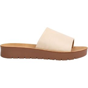 Makers Shoes - Vera 1 - MKS Casual Slip On Peep Toe Sandals, Multiple Colors, Faux Leather, Cushioned Footbed, Women Sandals in Saudi Arabia