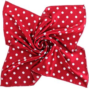 Red Polka Dot Scarf Vintage Square Satin Head Scarf Chiffon Bandana Neck Scarves for Women Ladies (20 x 20 Inch) in Saudi Arabia