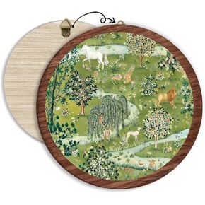 Boho Colorful Landscape Hanging Wall Decor, Abstract Mountain Round Wooden Wall Art, Nature Floral Western Boho Decorations for Aesthetic Apartment Home Living Room Bedroom Bathroom Kitchen Office, 16 in Saudi Arabia