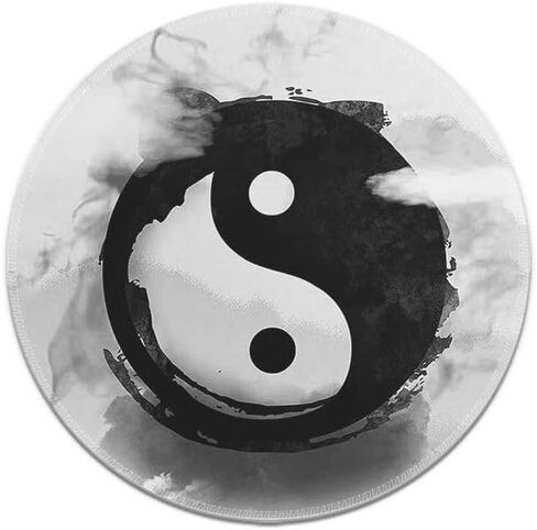Circular Tai Chi Mouse Pad - Yin Yang Design, Black and White Mousepad, Ideal for Students, Company Employees, and Esports Players (Tai Chi Pattern) in Kuwait