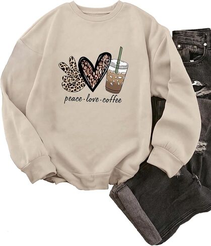 Sweatshirts Graphic for Women Cute Heart Print Crew Neck Long Sleeve Tops Fall Winter Hoodies Y2k Trendy Clothes in Saudi Arabia