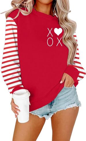 Valentine Sweatshirts for Women Cute Love Graphic Shirts Valentines Day Crewneck Sweatshirt Casual Heart Pullover Tops in Saudi Arabia