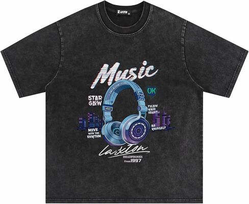 Laixton Men's Graphic Tees Shirt Unisex Cotton Oversized T-Shirt Short Sleeve Vintage Streetwear Casual Tee Top in Kuwait