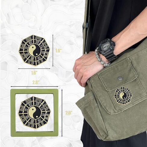 RCWG Lucky Pin, Chinese Tai Chi Eight Trigrams, Funny Button Pin, Chinese Aesthetic Enamel Lapel Pin for Backpacks, Jackets, Hats, Kids, Girls. Attract Positive Energies Wealth, Health, Luck and Peace in Kuwait