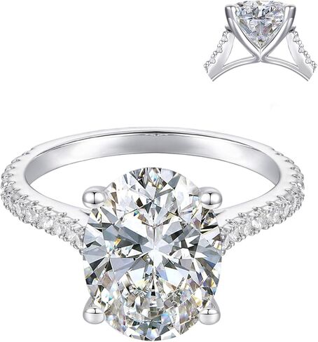 White Gold 14K 4-Prong Moissanite Engagement Rings 4.0 CT Oval Brilliant Cut Engagement Ring for Women in Kuwait