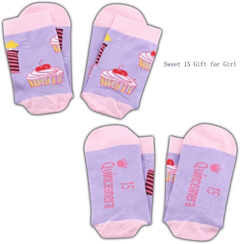 15th Birthday Socks Quinceañera Socks 15th Birthday Gifts Sweet 15 Gift Fifteen Gift For 15 Year Old Gifts in Saudi Arabia