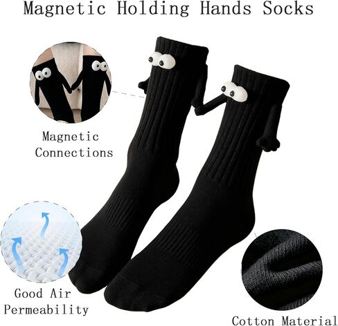 2 Pairs Magnetic Holding Hands Socks, Novelty Best Friend 3D Socks, Funny Gifts for Women & Men, Teens, Couples, Friends in Saudi Arabia