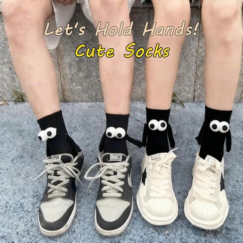 2 Pairs Magnetic Holding Hands Socks, Novelty Best Friend 3D Socks, Funny Gifts for Women & Men, Teens, Couples, Friends in Saudi Arabia
